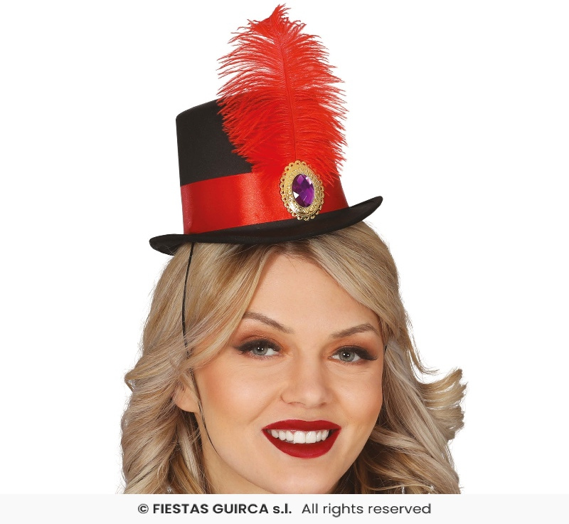 Chistera minihat con pluma roja