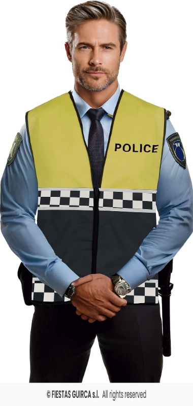 Chaleco policia amarillo, adulto