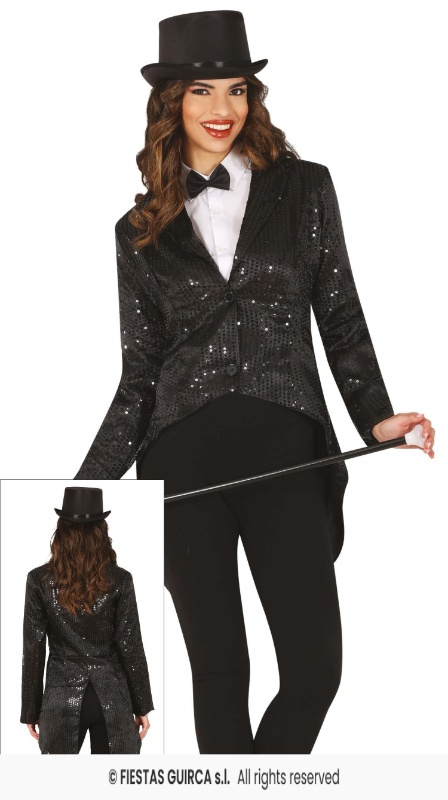 Frac lentejuelas negro adulto