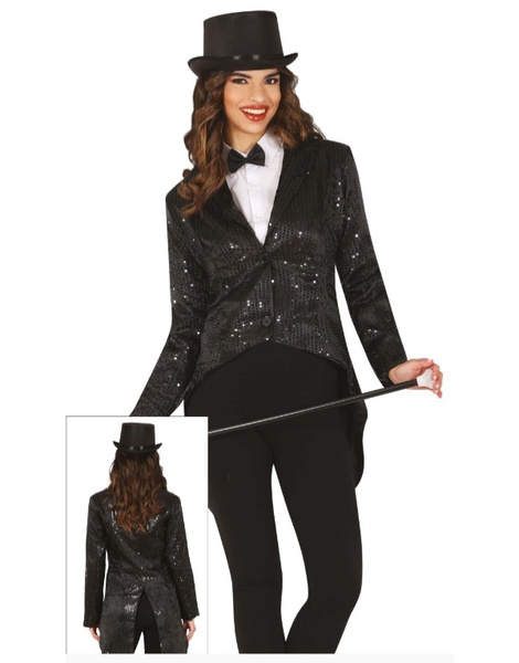 Frac lentejuelas negro adulto
