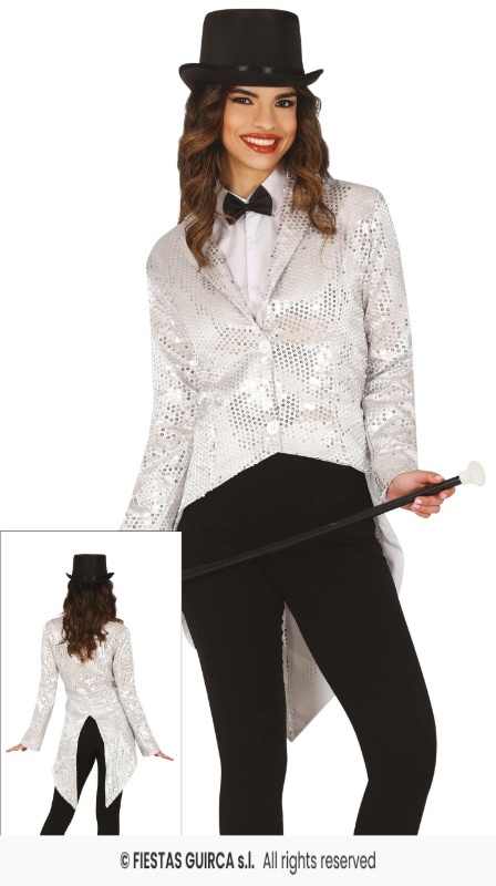 Frac lentejuelas plata Adulto