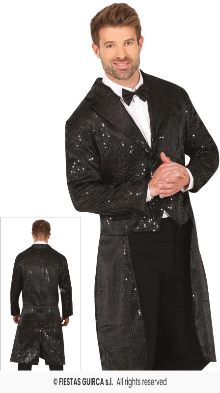 Frac lentejuelas Negro Adulto