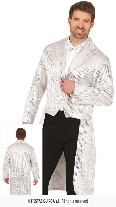 Frac lentejuelas Plata adulto