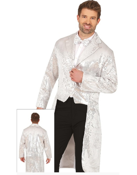 Frac lentejuelas Plata adulto