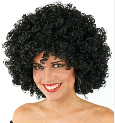 Peluca rizos negra deluxe