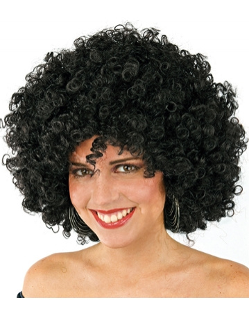 Peluca rizos negra deluxe