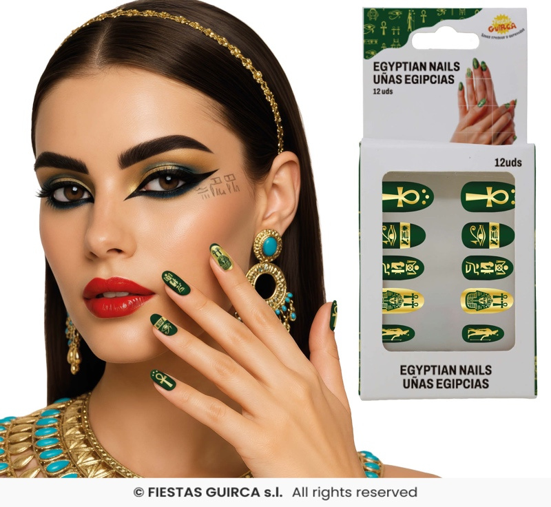 12 uñas con glue Egipcias
