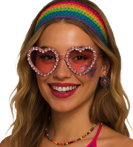 Gafas corazones con brillantes, adulta