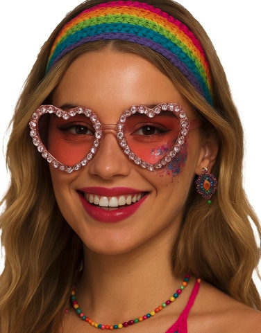 Gafas corazones con brillantes, adulta