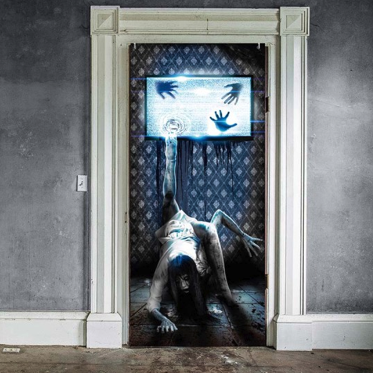 Decoración puerta Scary TV 80x180 cms