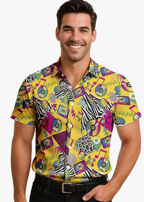 Camisa años 80 multicolor adulto