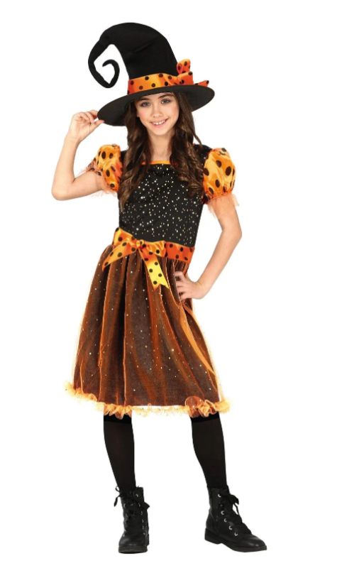 Disfraz Bruja naranja infantil