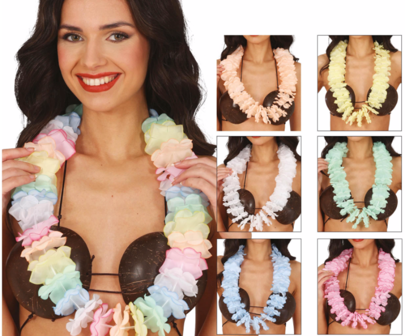 Collar Hawaiano Surtido con Flor 6,5 cm