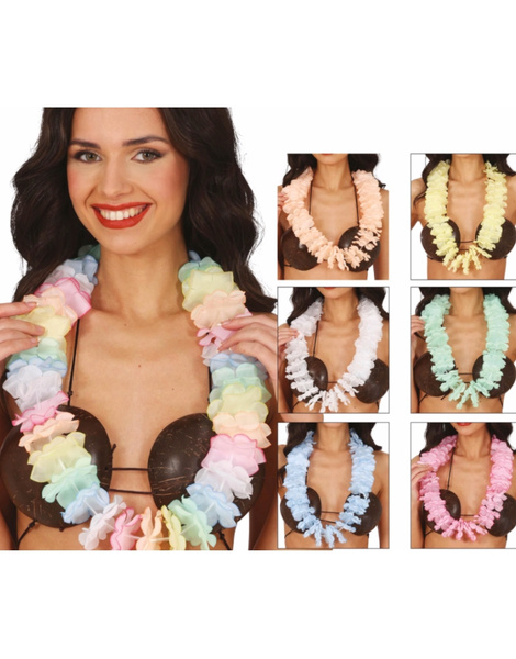 Collar Hawaiano Surtido con Flor 6,5 cm
