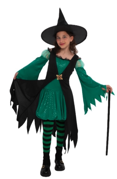 Disfraz Bruja verde esmeralda infantil