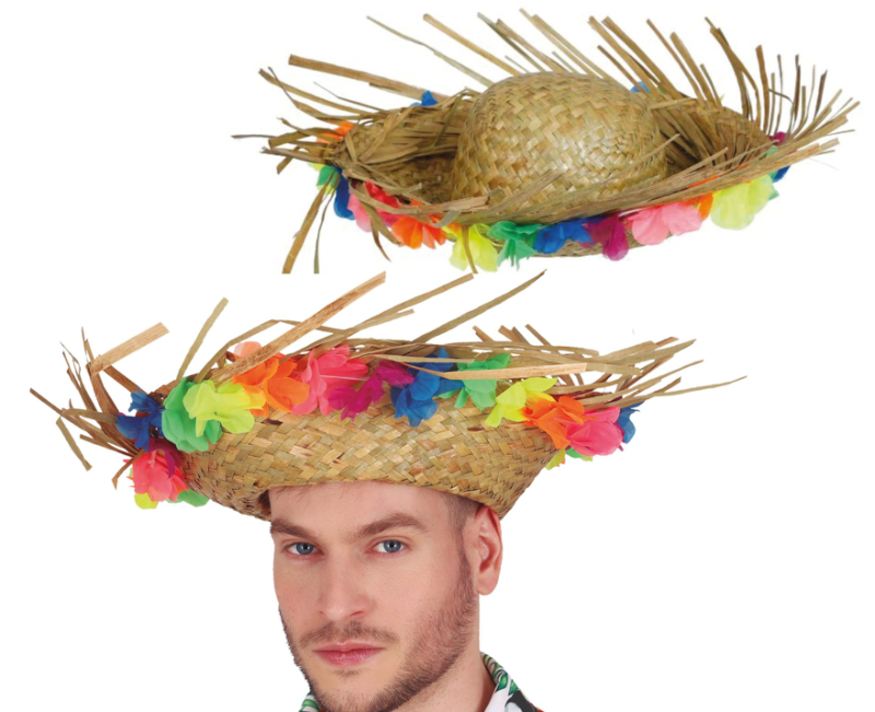 Sombrero paja con flores