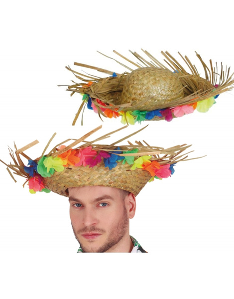 Sombrero paja con flores