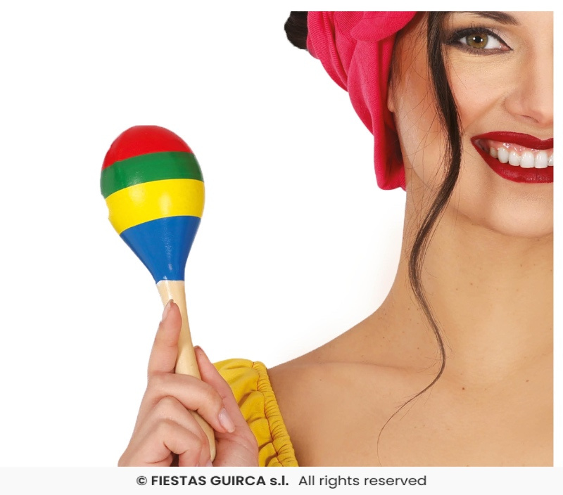 Maraca multic., 20 cm, madera