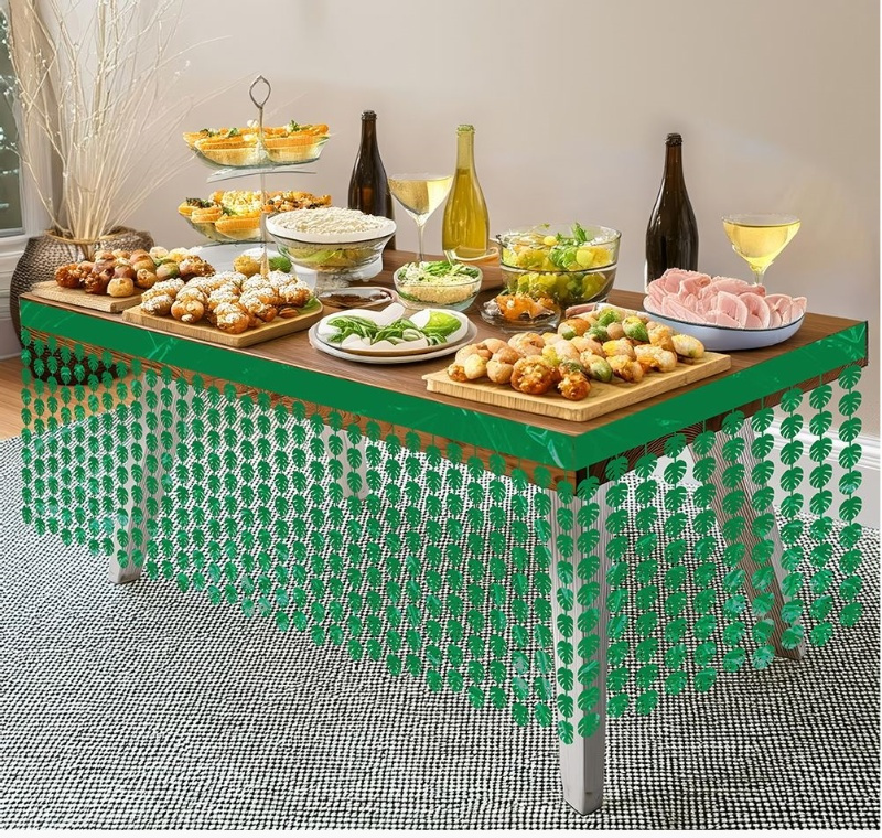 Decoracion mesa tinsel hoja, 400x70 cm