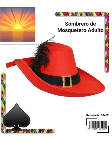 Sombrero Mosquetero rojo adulto