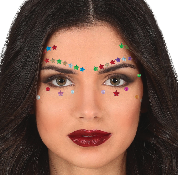 Joyas faciales adhesivas multicolor