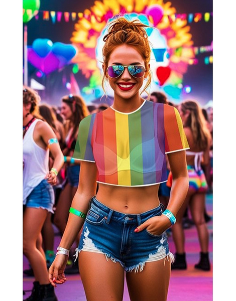 Camiseta rejilla multicolor mujer