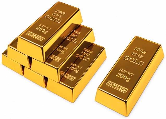 6 Lingotes dorados 200 gramos pvc