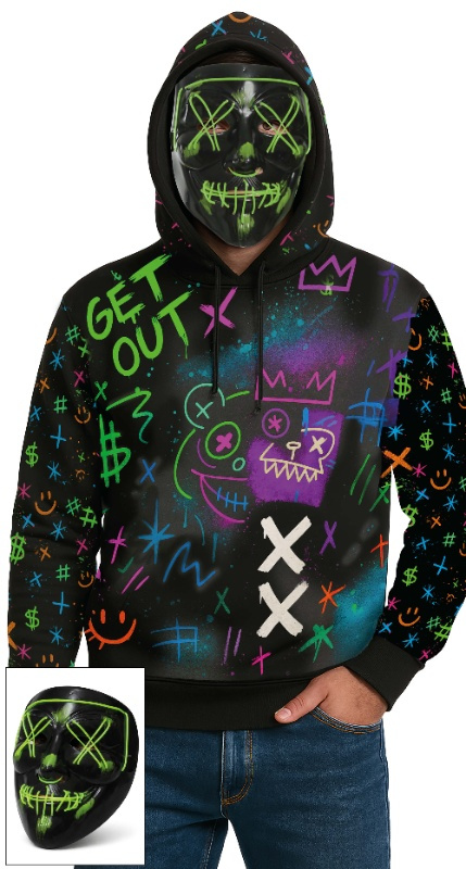 Sudadera Graffiti Capucha y Máscara AD