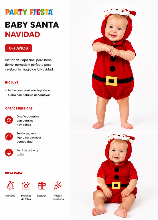 Disfraz Santa bebés 6/12 meses