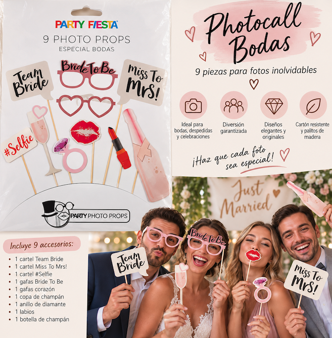 Photocall especial Bodas 9 piezas
