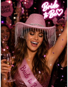 Sombrero cowboy Plateado con Rosa