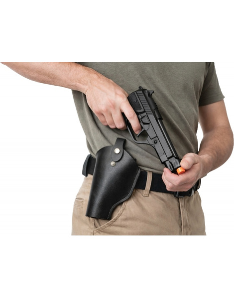 Pistola con funda simil piel, 16 cm