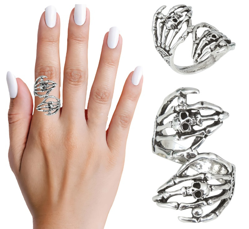Anillo Manos Esqueleto Metal