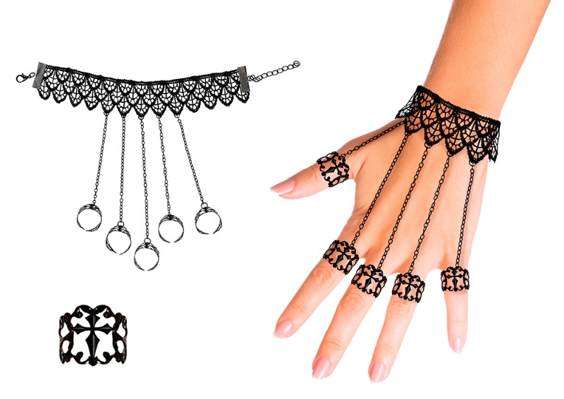 Pulsera Con Anillos Gotica, Metalico