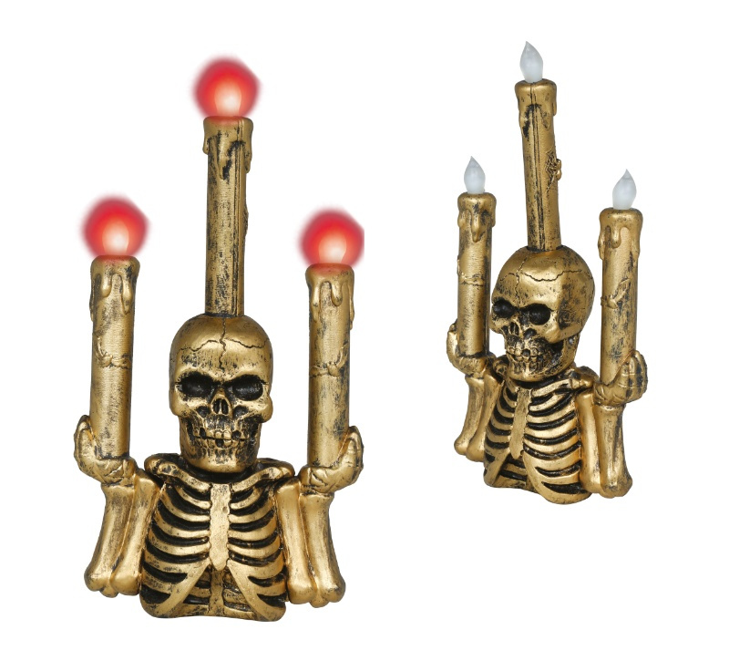 Candelabro Esqueleto Dorado Con Luz