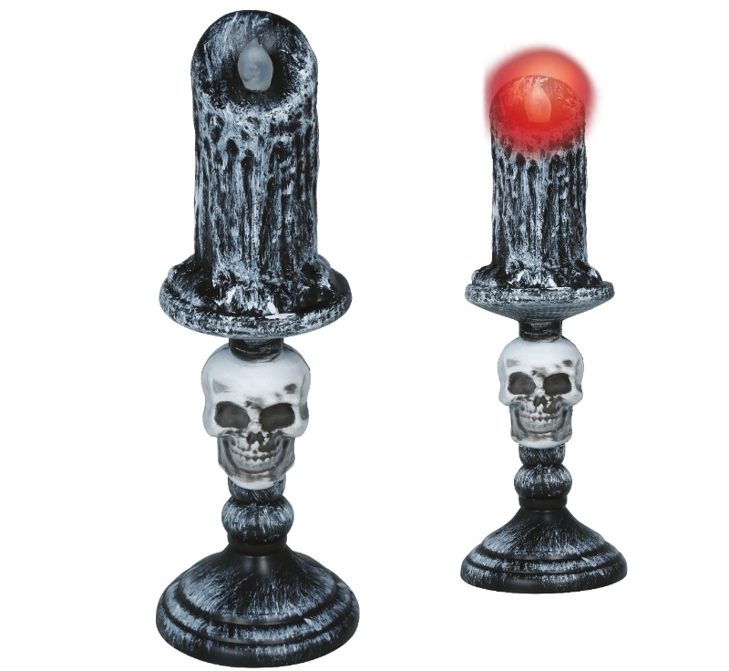 Candelabro Calavera Con Luz PVC 26 cm