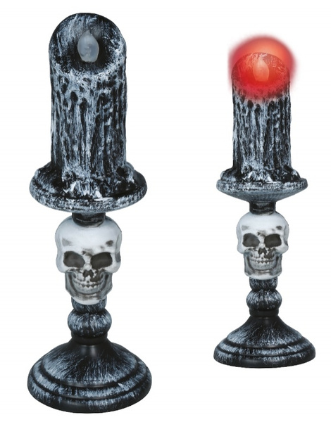 Candelabro Calavera Con Luz PVC 26 cm
