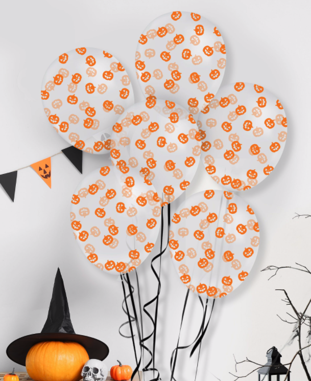 Bolsa 10 globos con confetti calabaza