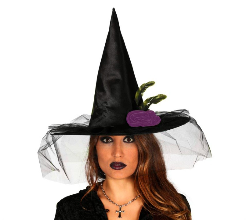 Sombrero bruja con velo