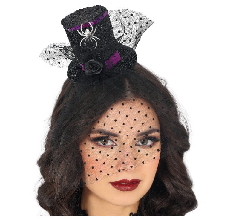 Minihat Chistera Con Velo Negra