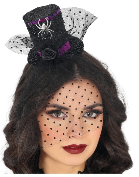 Minihat Chistera Con Velo Negra