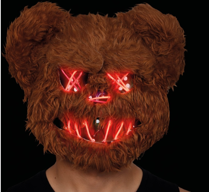 Mascara Oso Asesino Con Pelo y Luz , pvc