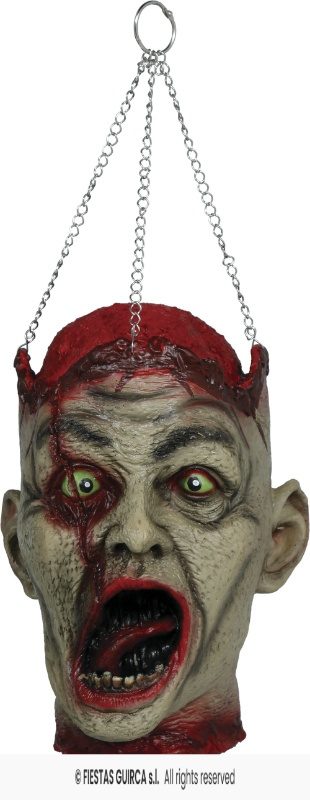 Cabeza colgante con cadenas, latex 27 cm