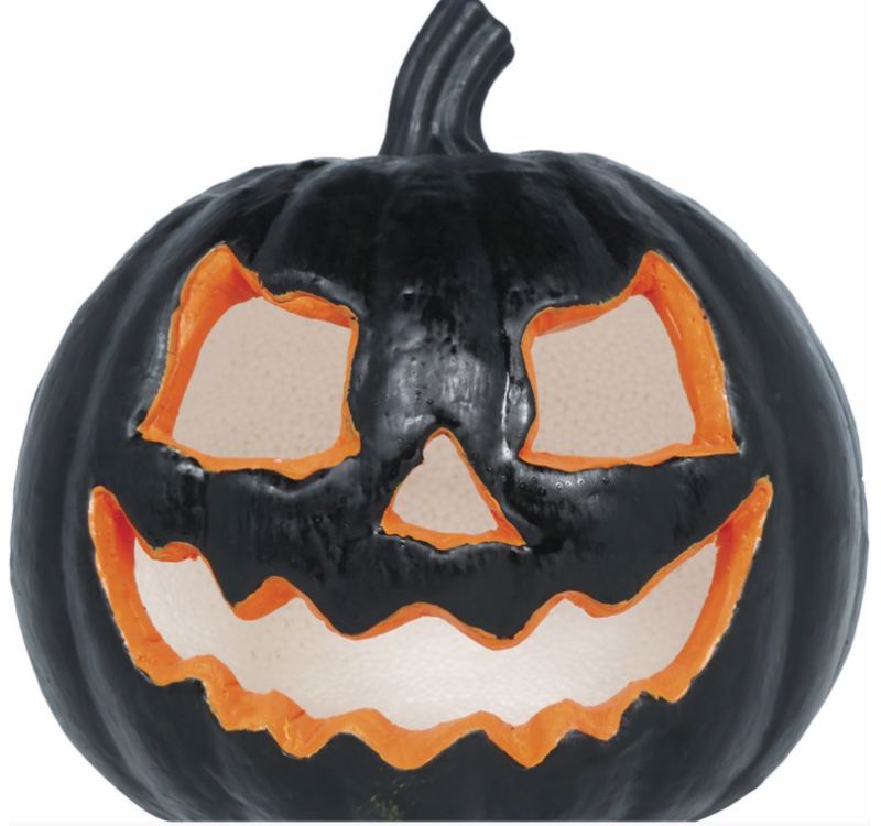 Calabaza negra con luz, foam, 20 cms