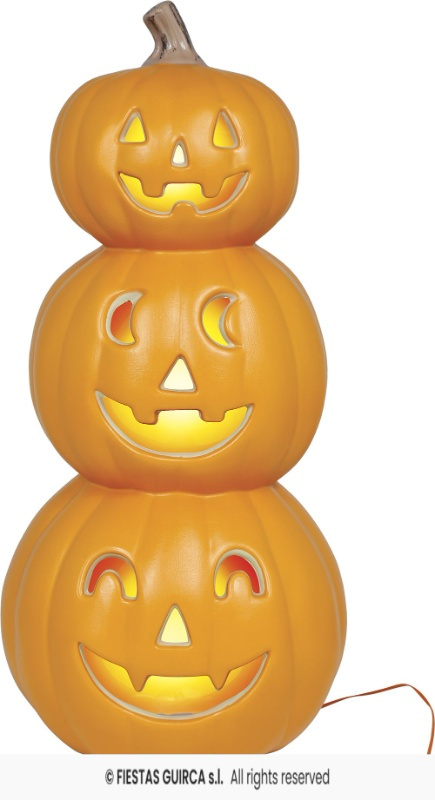 Calabaza triple con luz intensa, 52 cm