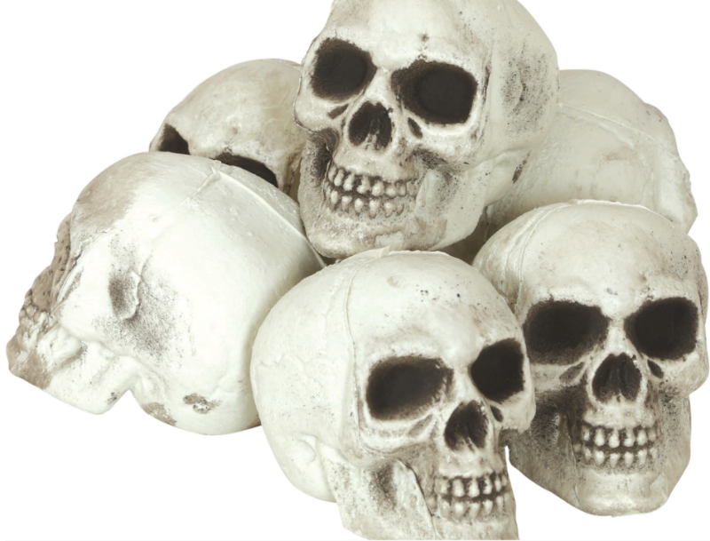 Pack 6 calaveras, pvc, 8 cms