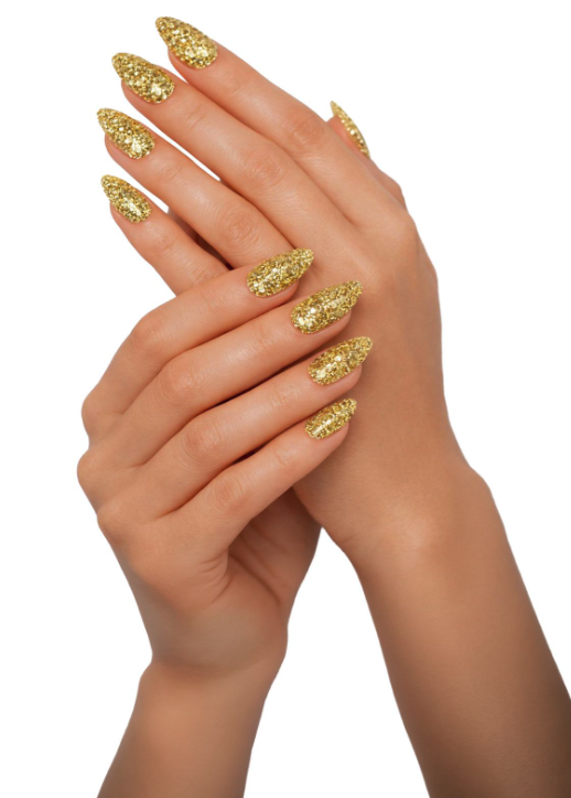 24 uñas largas glitter