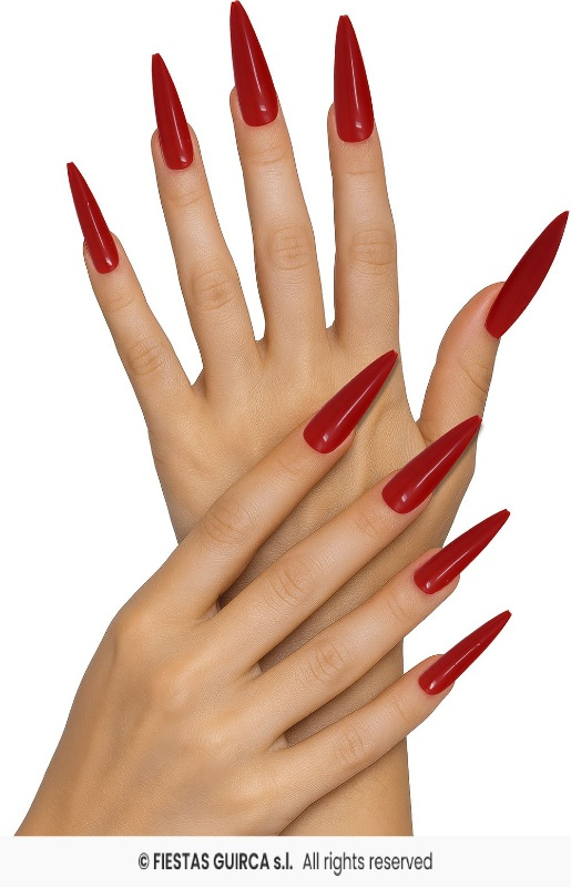 12 uñas rojas con adhesivo