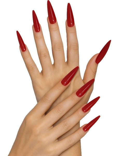 12 uñas rojas con adhesivo