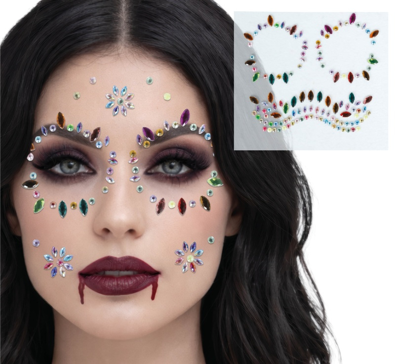 Joyas faciales adhesivas multicolores